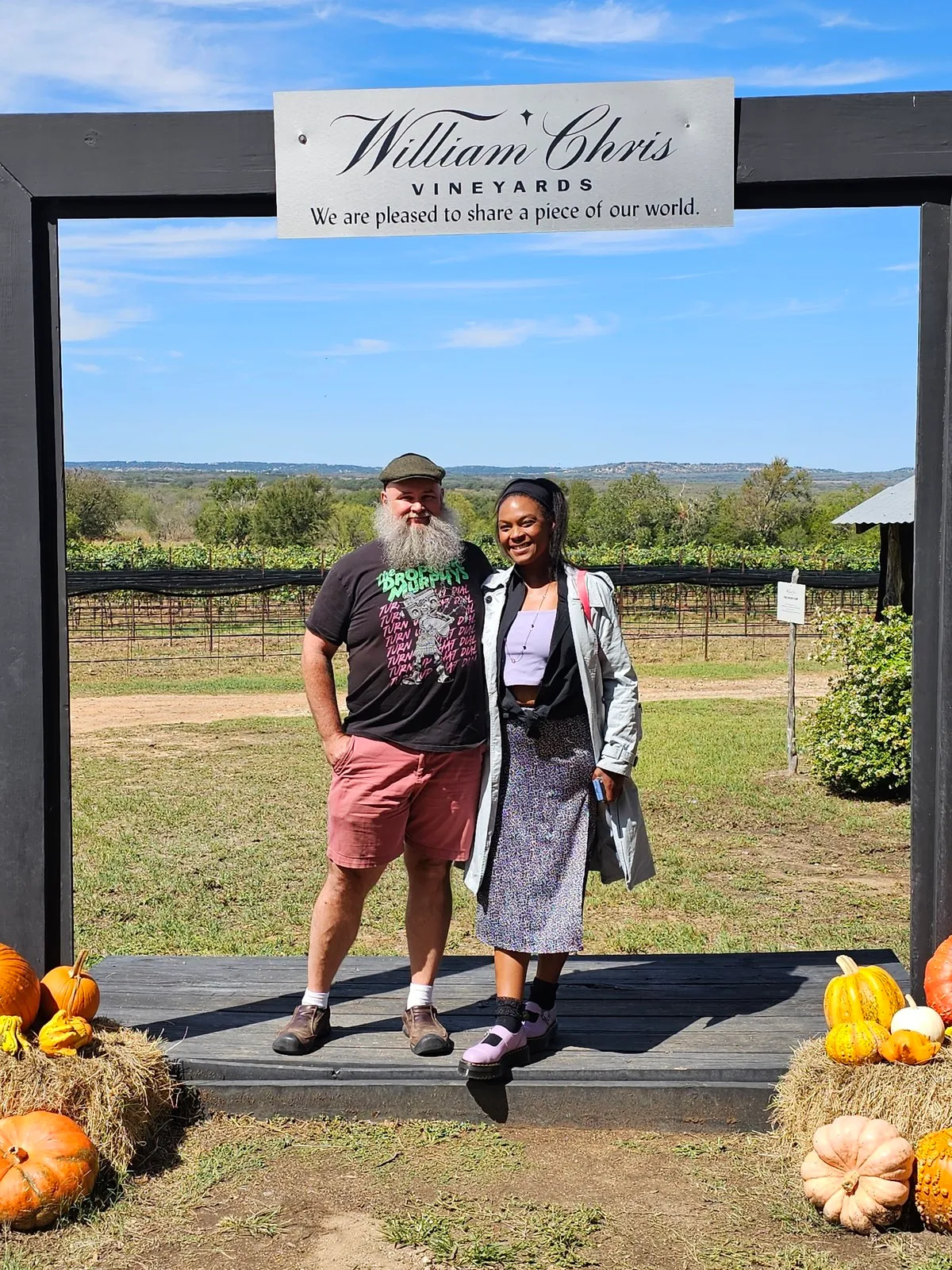 MeLinda and me in the William Chris sign frame, October 2023