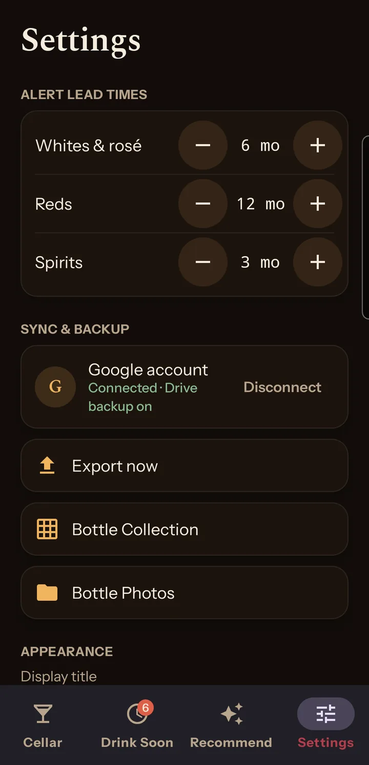 Alert lead times and Sync & backup
